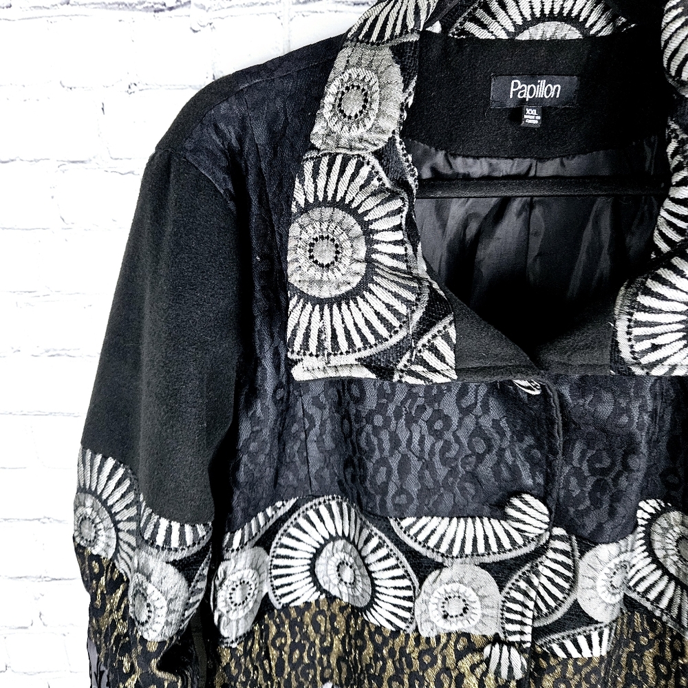 PAPILLON | patchwork button-up collared jacket - Picture 2 of 8